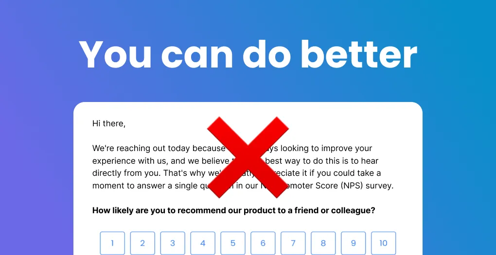 A screenshot of a boring NPS survey - use Voyce to do better!