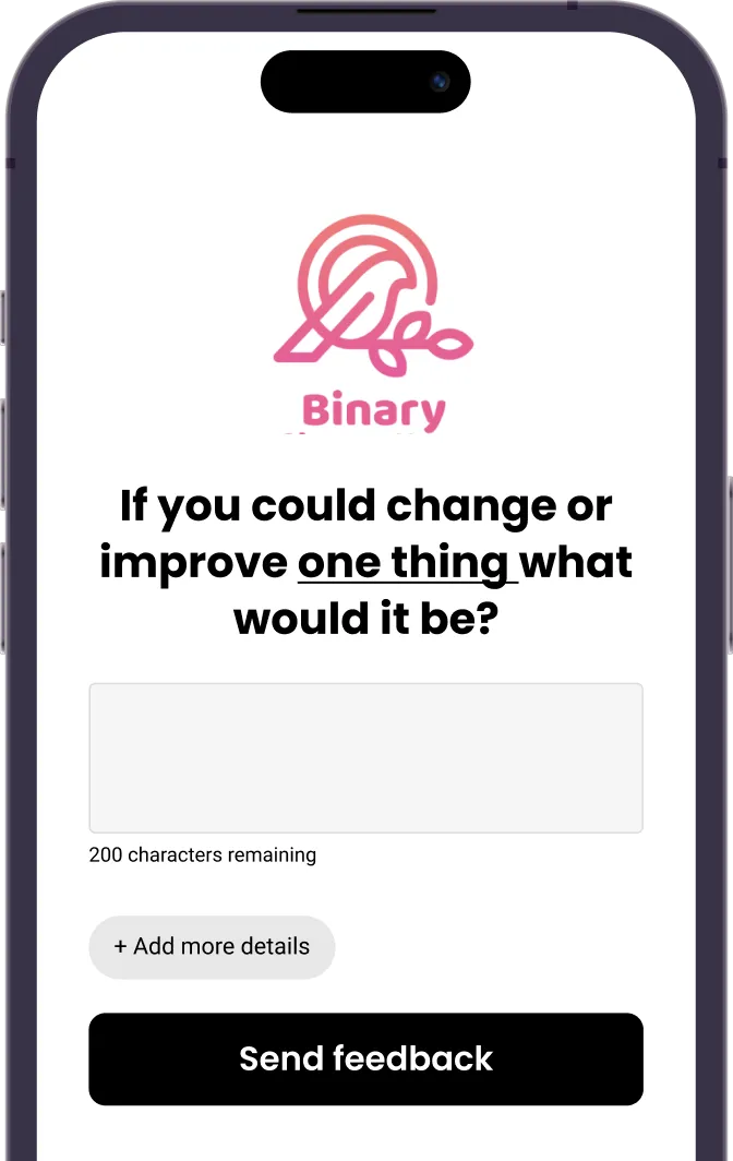 A screenshot of the second question asked as part of the Voyce Feedback flow.