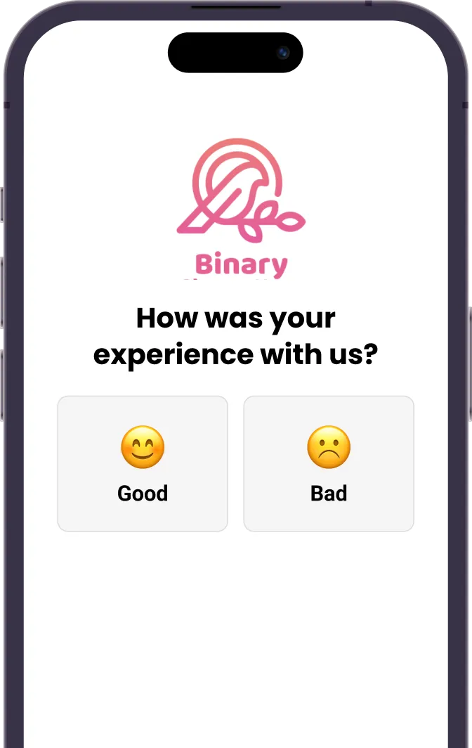 A screenshot of the first question asked as part of the Voyce Feedback flow.