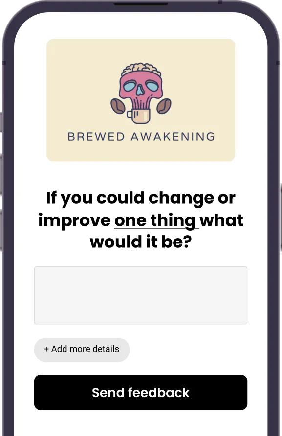 A mock up of the Voyce Feedback workflow for a company called Brewed Awakening.