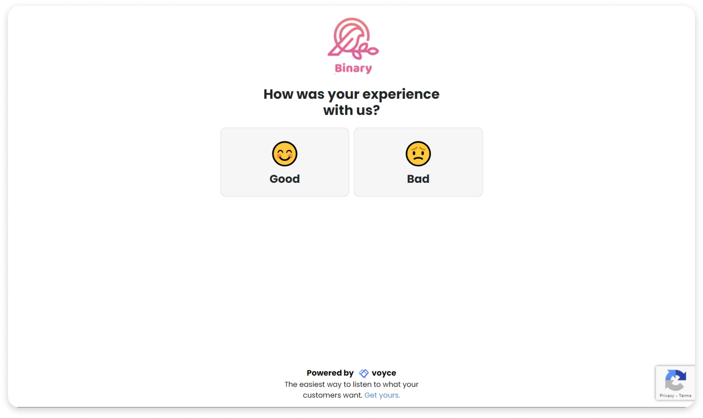 Customized Voyce Feedback form.