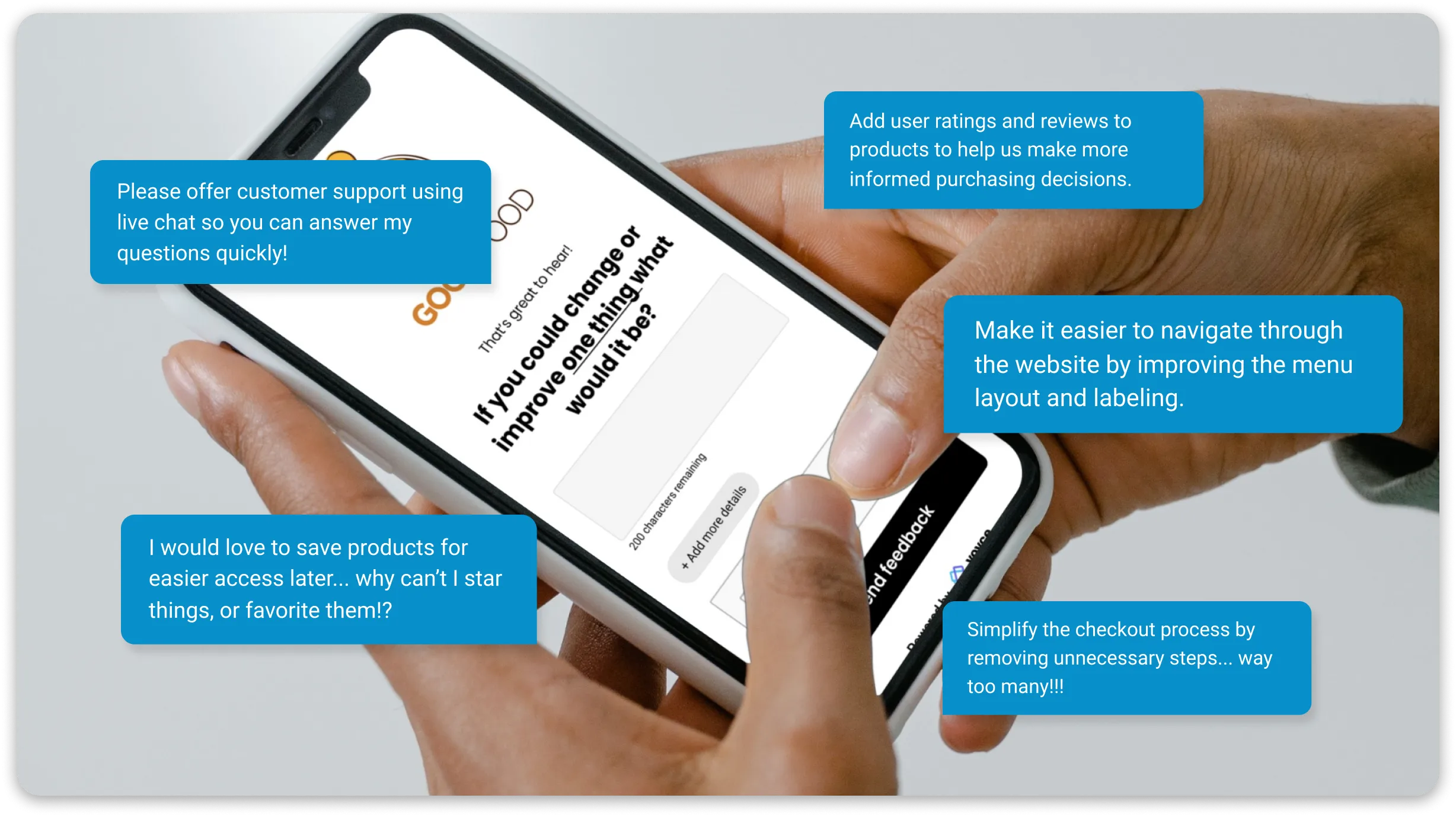 A mock of Voyce Feedback in action.
