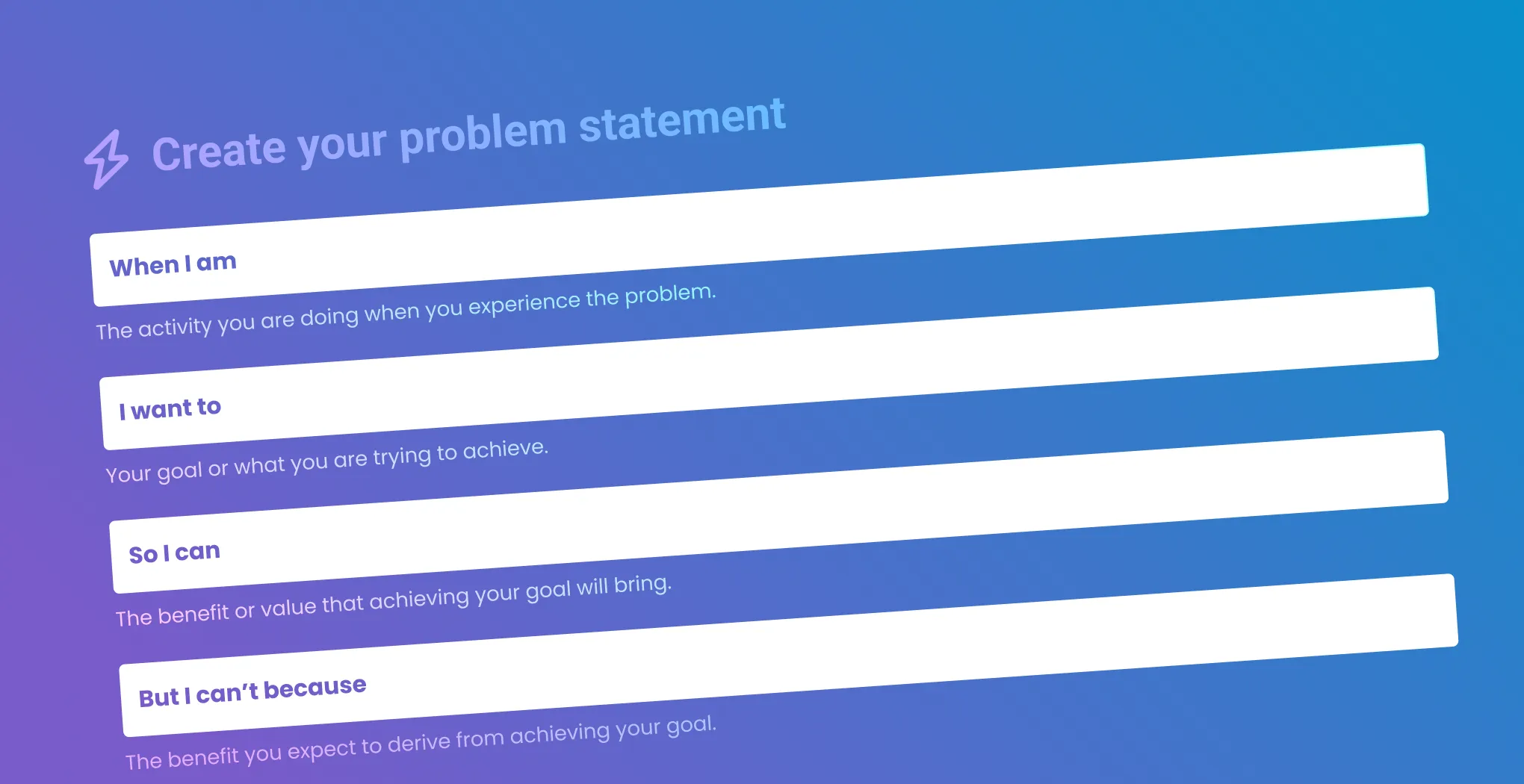 A mock up of a form used to create a high quality problem statement.