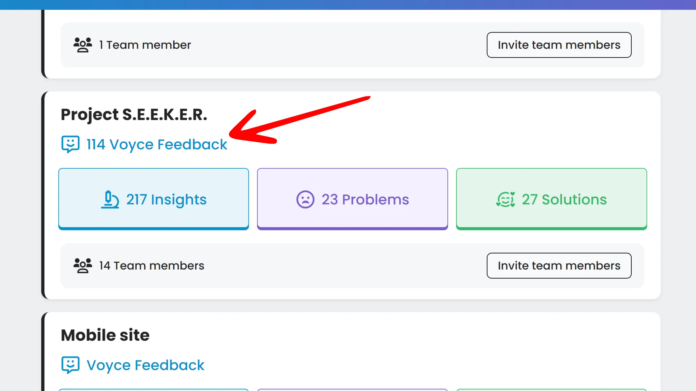 Displaying the number of Voyce Feedback on the workspace card.